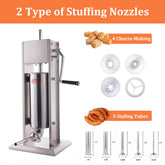 Hakka 5L/11LB Sausage Stuffer with Spanish Churro  Meat Filler Maker Machine